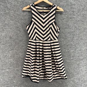 Max And Riley Dress Women L Large Black Striped Sheath Midi Zipper Sleeveless